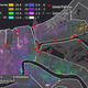 Subsidence rates in New Orleans from 2009 to 2012. The red stars represent locations where levees breached during Hurricane Katrina. (Credits: NASA/JPL-Caltech, Esri)